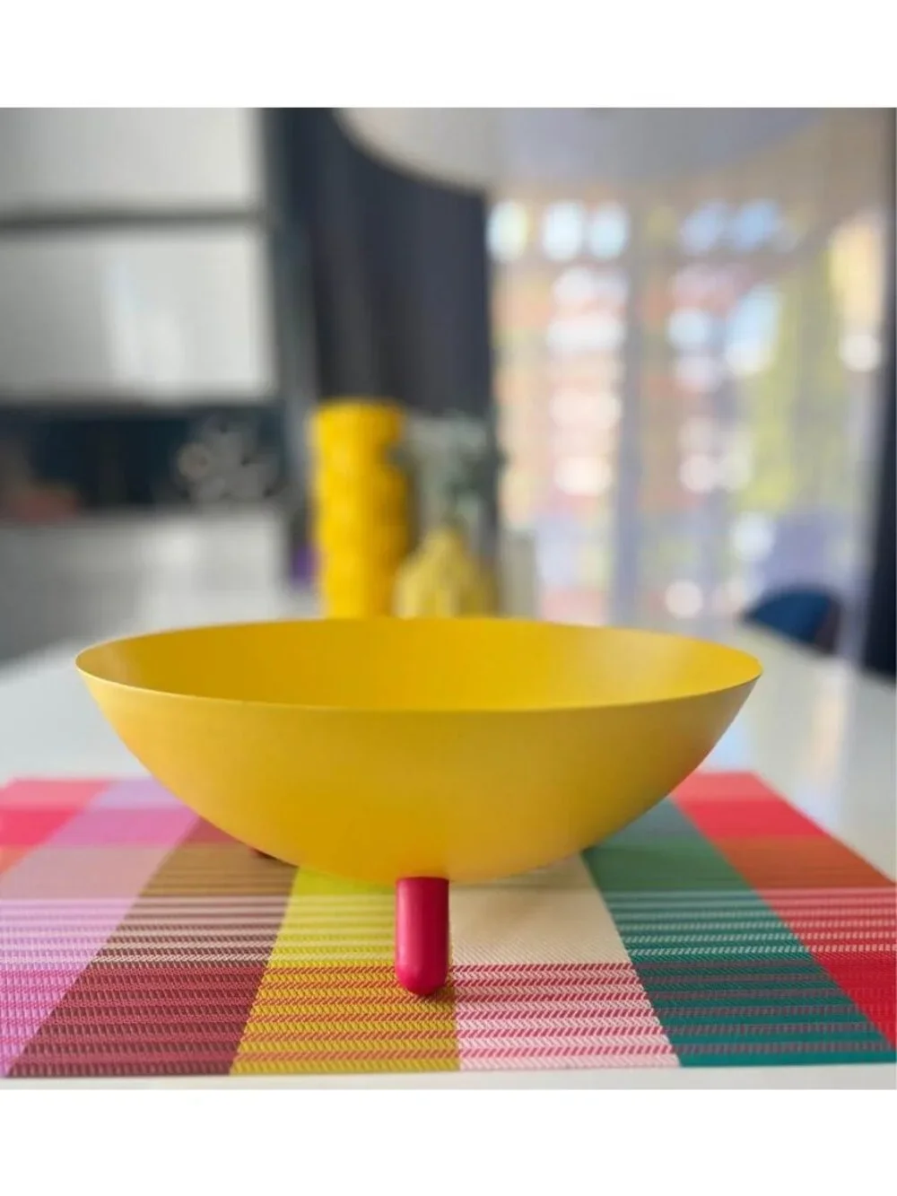 Vintage Ikea Postmodern Swedish Ps Series Yellow and Pink Tripod bowl by Ola Wih